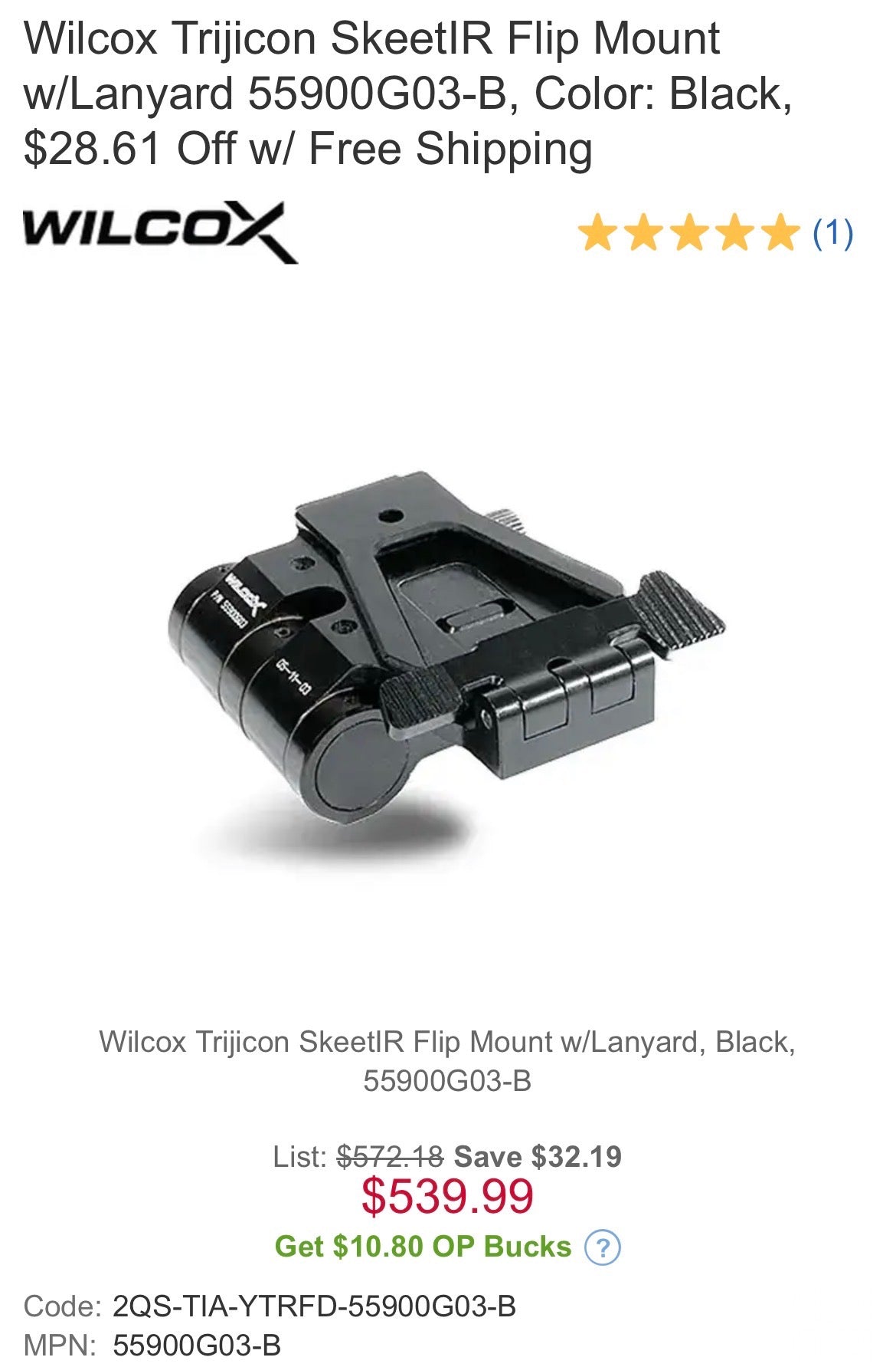Wilcox Trijicon SkeetIR Flip Mount