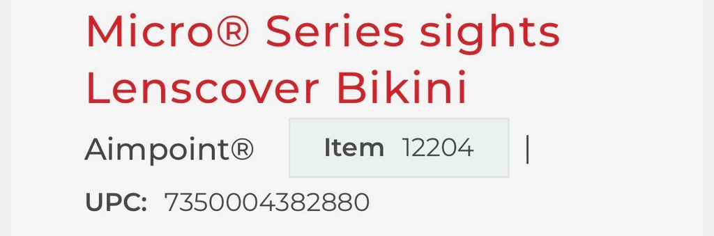 Aimpoint: Micro Series sights Lenscover Bikini